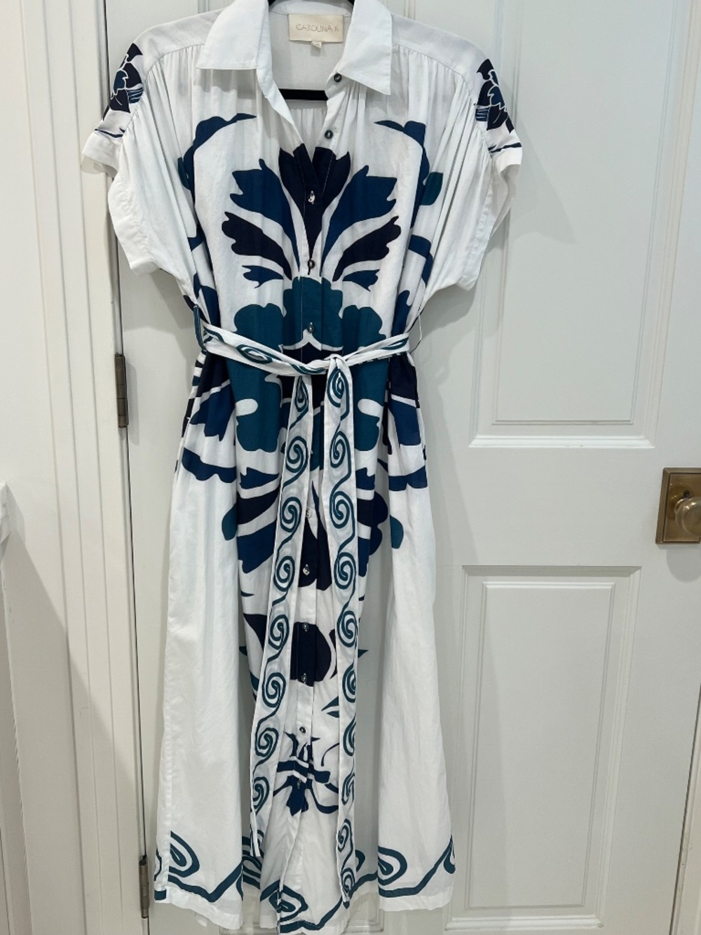 Carolina K Valerie Kaftan, Tiles Blue Print, Sz S/ XS